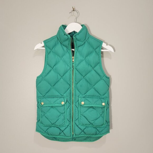 J Crew Excursion Vest - Green Gold Pockets - Size XXS - Picture 1 of 11